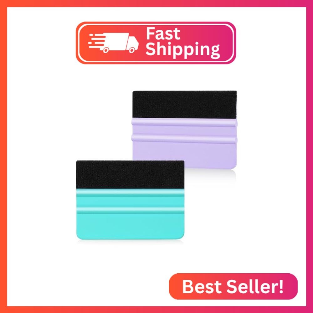 Trinkrittey 2 Pcs Squeegee for Vinyl, Plastic Vinyl Squeegee Black Felt Edge Vin