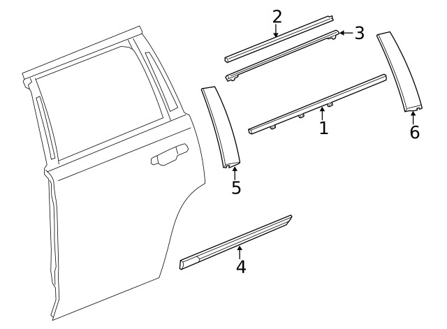 Genuine GM Rear Passenger Side Door Window Frame Front Applique 84263147