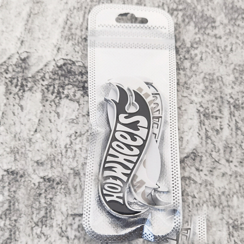 2x Metal Black Silver Hot Wheels Fender Lid Hood Badge Hotwheels Decal Emblem