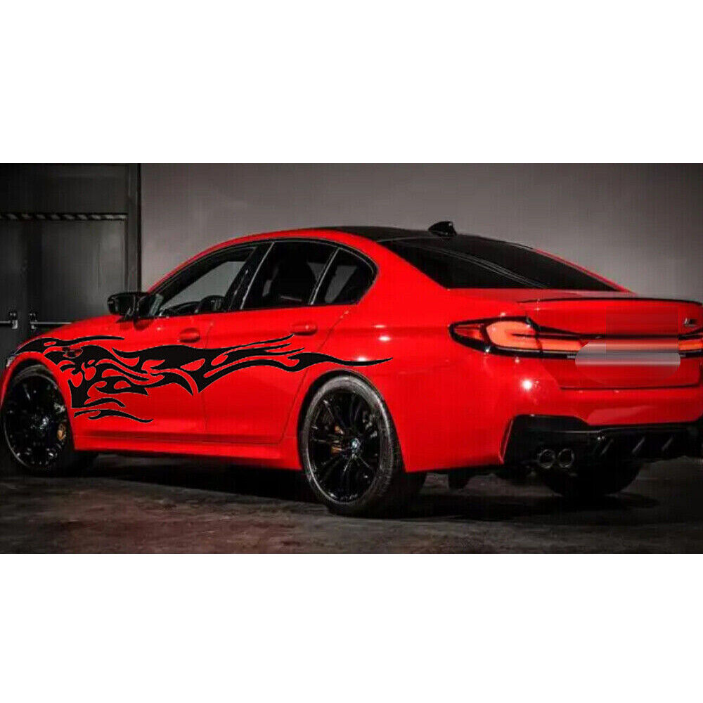 2x 280 X 42 CM Flame Graphic Side Skirts Body Door Decal Stickers For Most Car