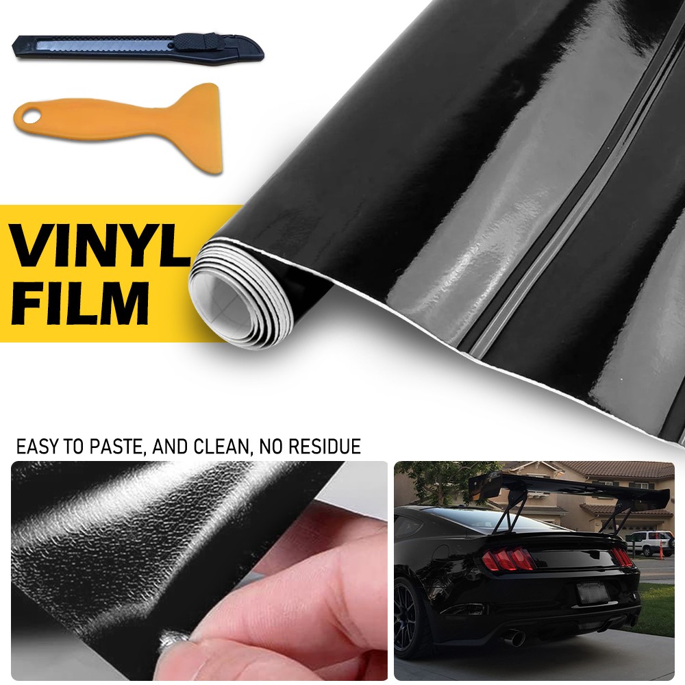 Gloss Black Vinyl Automotive Wrap Film Roll Wrap Car Stickers 59IN x 11.8IN EOA