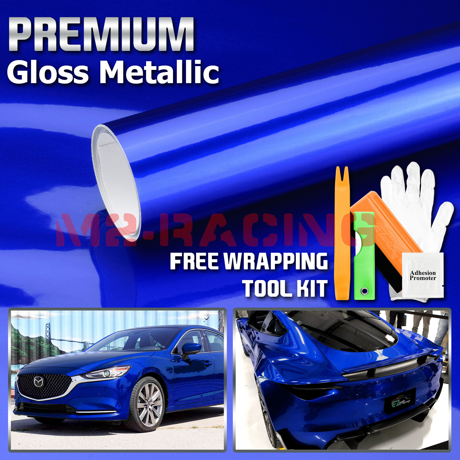 Premium Blue High Gloss Metallic Glossy Sticker Decal Vinyl Wrap Air Release
