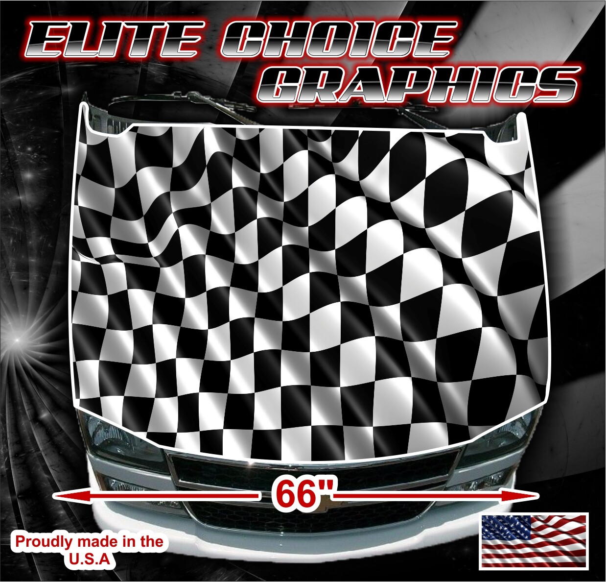 Racing Checkered Flag Vinyl Hood Wrap Bonnet Decal Sticker Graphic