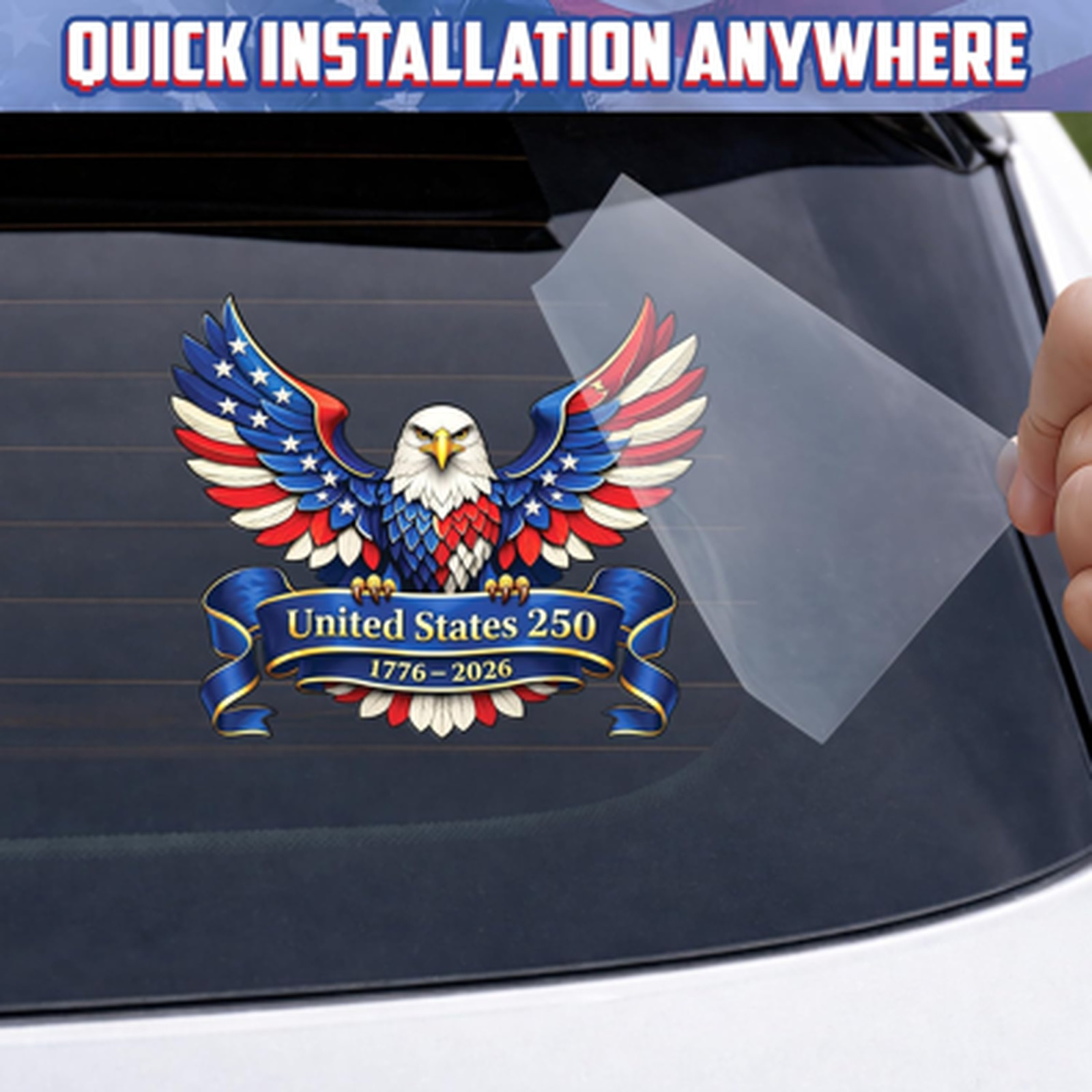 250th Anniversary Sticker 2 Pack Patriotic Eagle Car Window Decal 1776 2026 USA