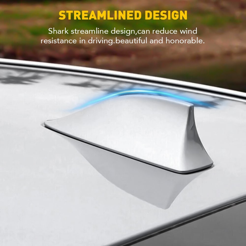 1/2Set Shark Fin Sliver Cover Antenna Radio FM Signal /AM Booster Decor Car Acce