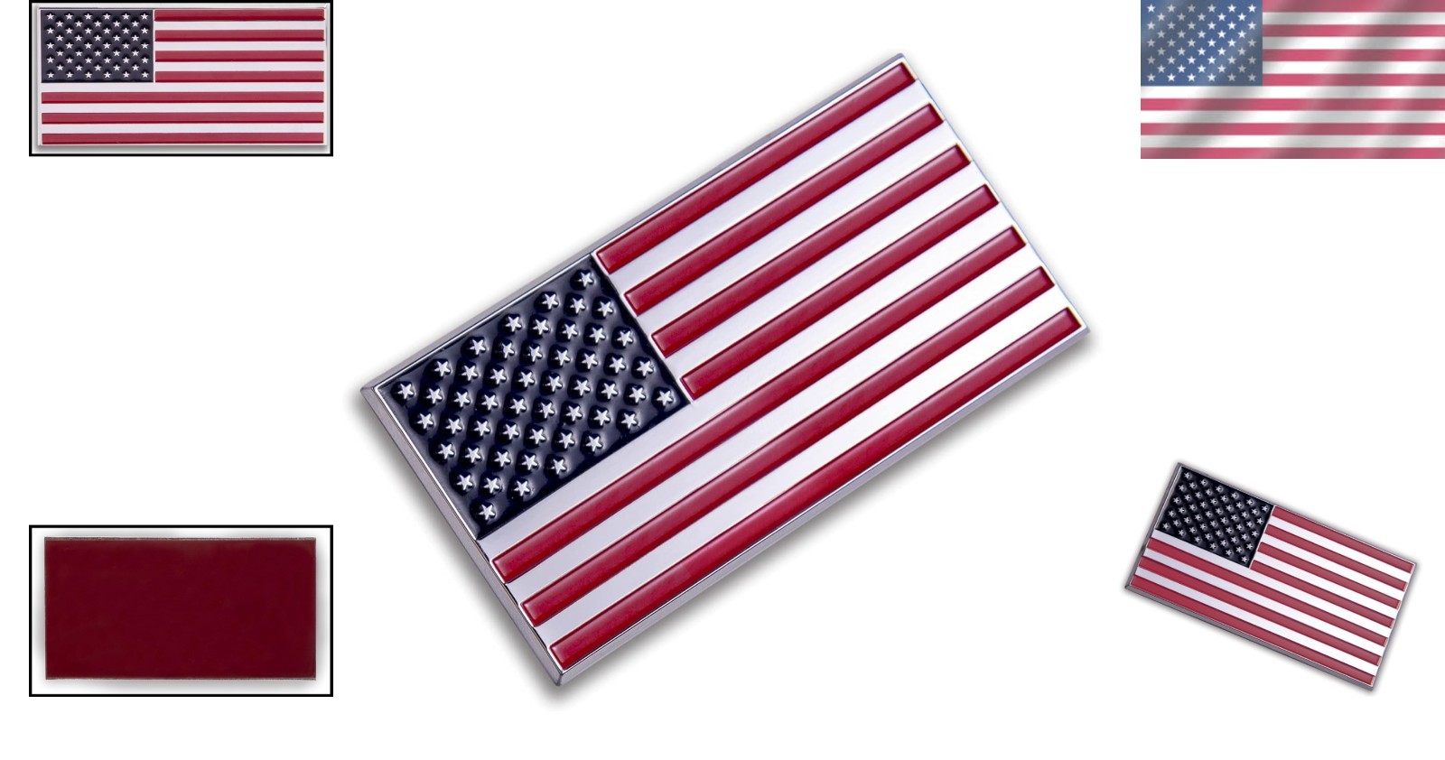 Universal Fit Red/Blue American Flag Auto Emblem – Perfect for Cars & Trucks