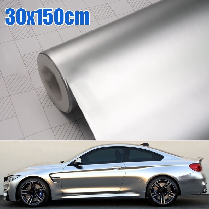 Car Satin Matte Chrome Metallic Silver Film Wrap Sticker Bubble Waterproof