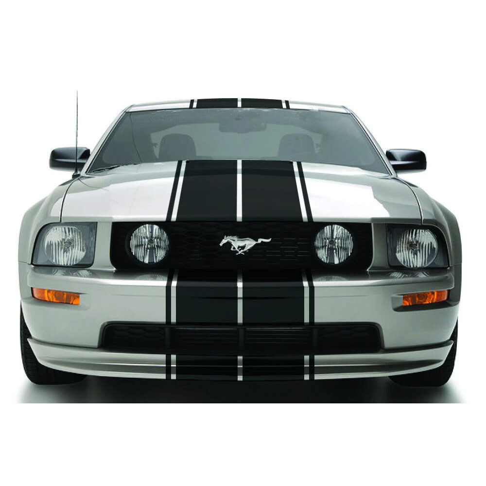 236” Black Hood Roof Trunk Rally Racing Stripe Decal Sticker For Ford Mustang