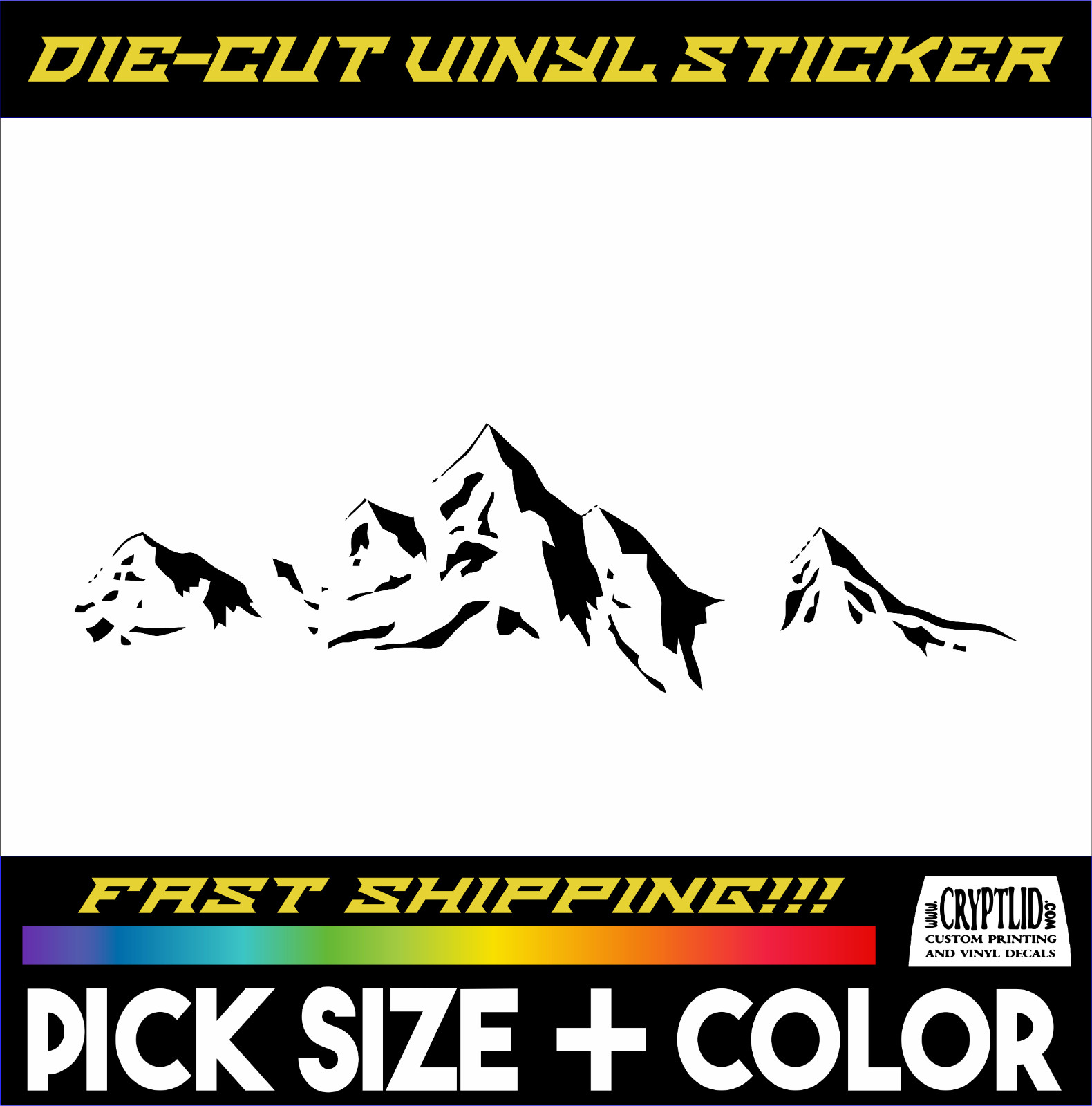 Mountain Sticker Vinyl Decal Landscape Scene Car Truck Van Bumper Size & Color !