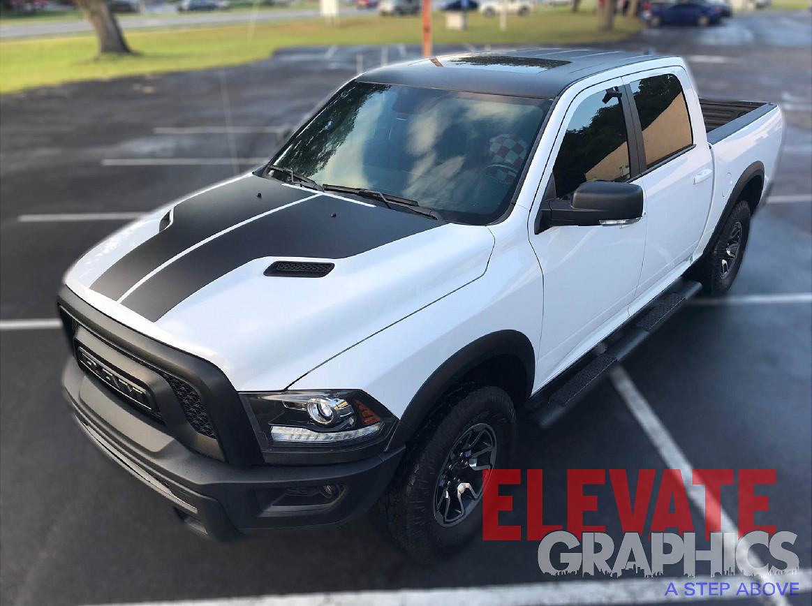 2009-2018 For Dodge Ram 1500 Decals Sport Hood Stripes Graphics Vinyl Stickers