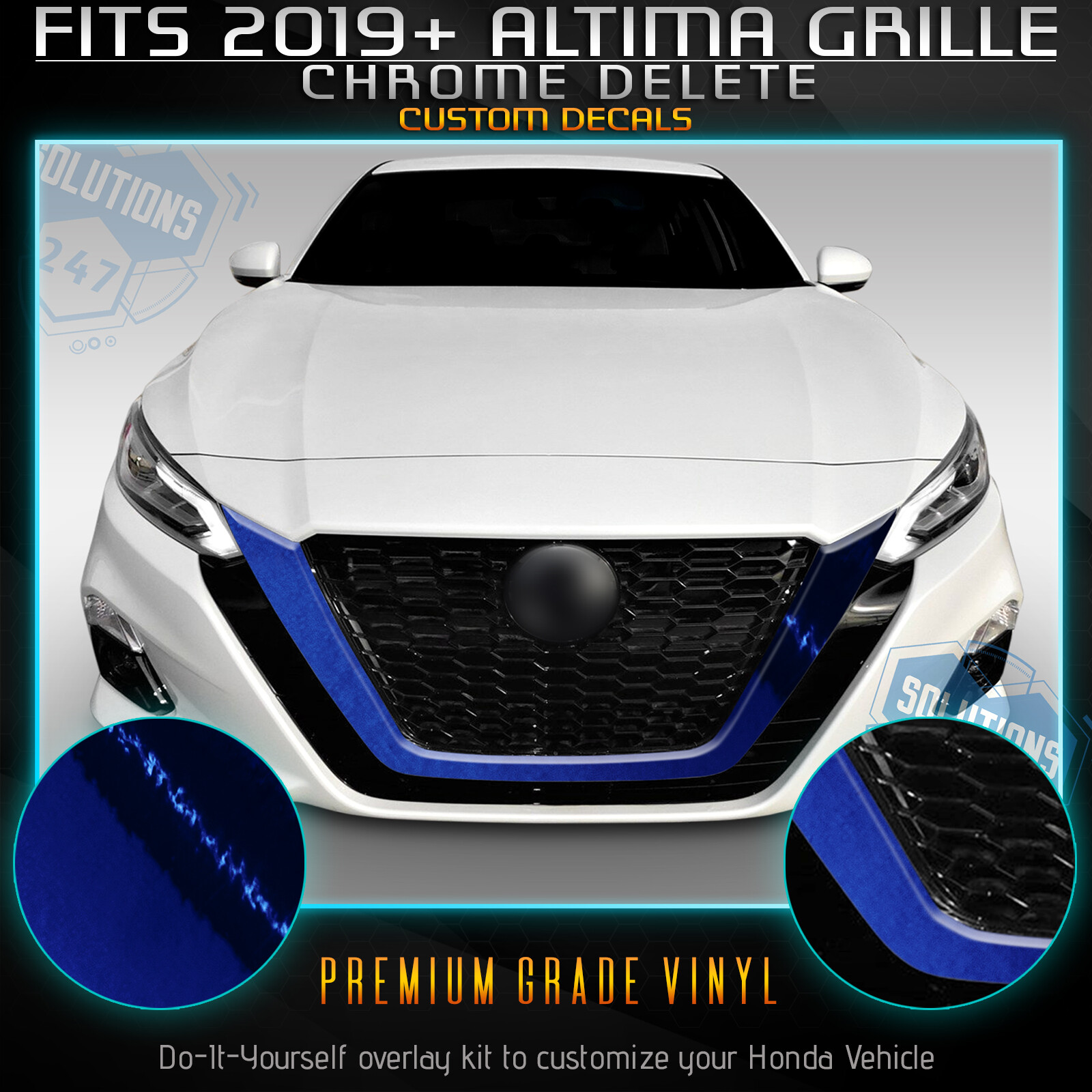For 2019-2020 Nissan Altima Front Grille Trim Chrome Delete Kit – Chrome Mirror