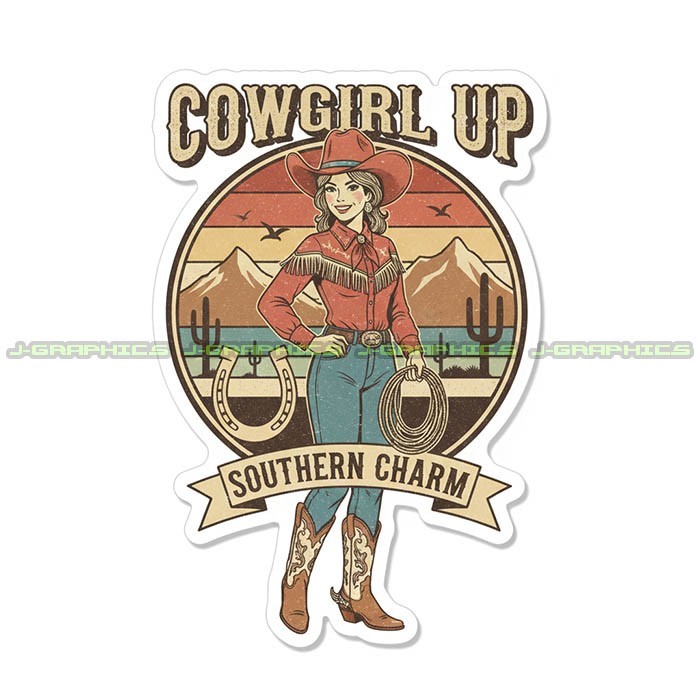 Cowgirl Vinyl Decal Sticker Rodeo Southern Country Horse W