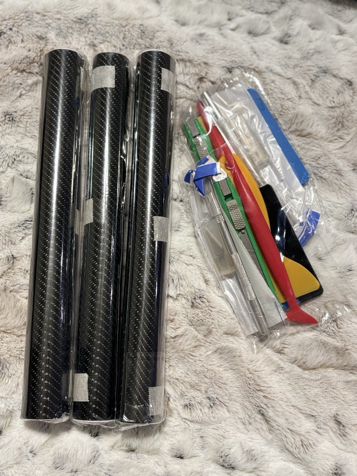 Black Carbon Fiber 12×60 inches 5Years Car Wrap Vinyl Roll with Air Release