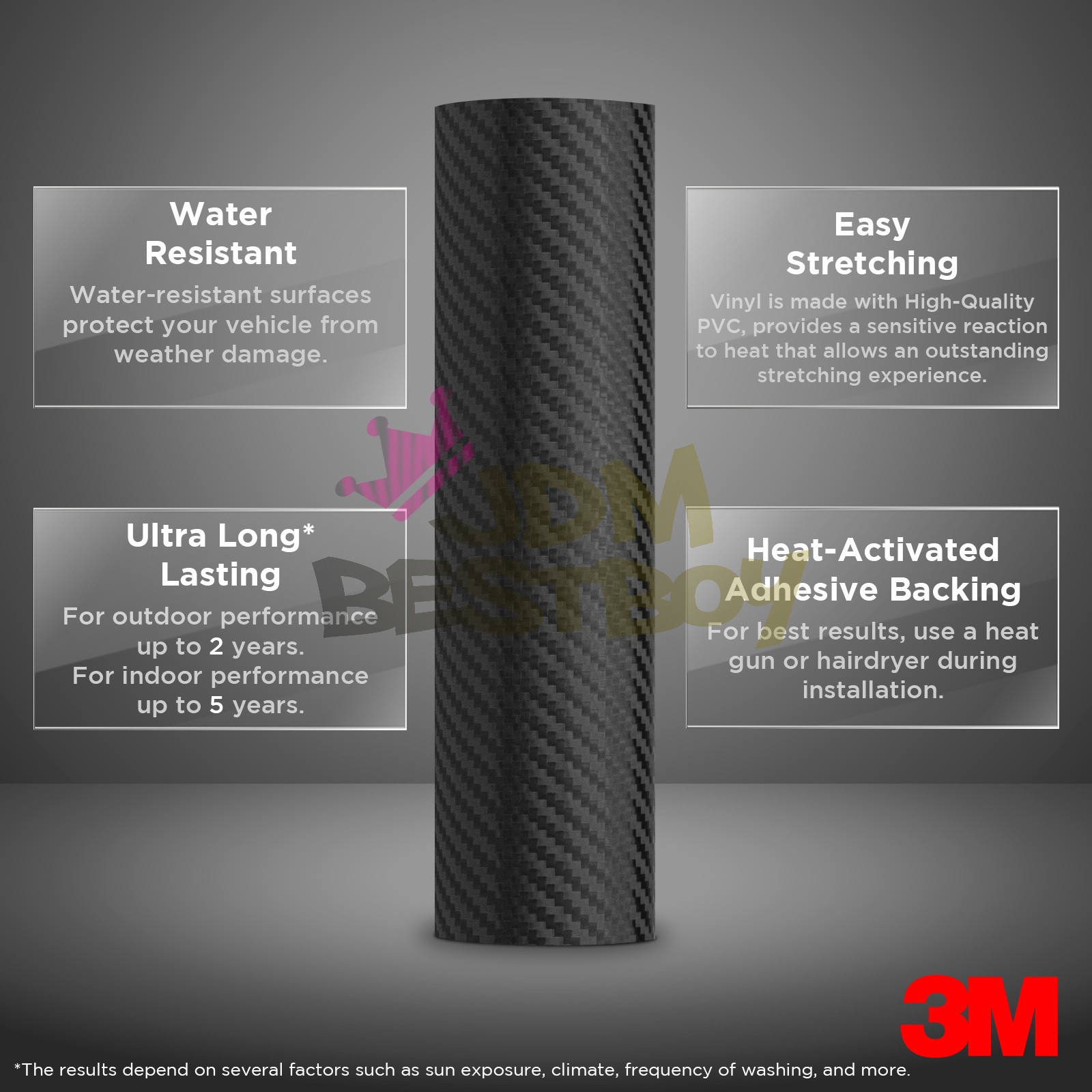 Genuine 3M 2080 Color Gloss Matte Satin Carbon Fiber Vinyl Wrap Film Bubble Free