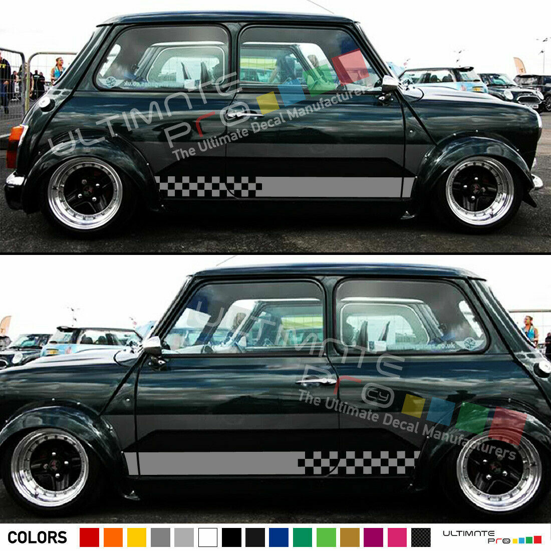 Decal for Classic mini cooper side door mirror Stripes left & right side Sticker
