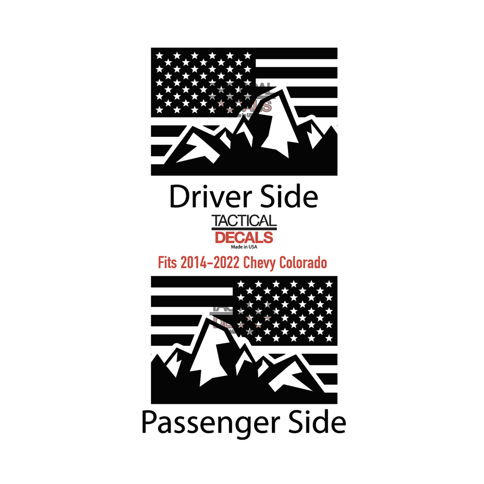 USA Flag mountain Design Decals for Crew Cab 2015-2022 Chevy Colorado CC1-CX3