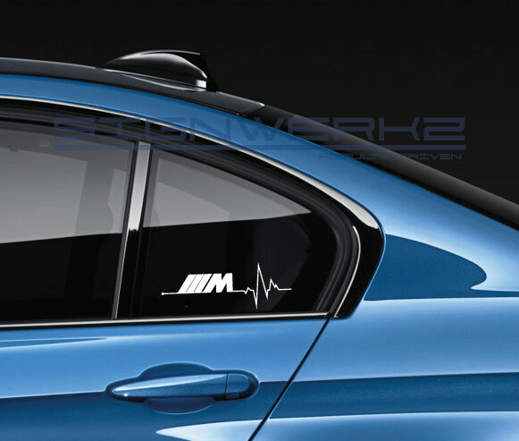 M heart beat pulse Decal Sticker M1 M2 M3 M4 M5 MX5 MZ4 X3 X5 BMW Pair