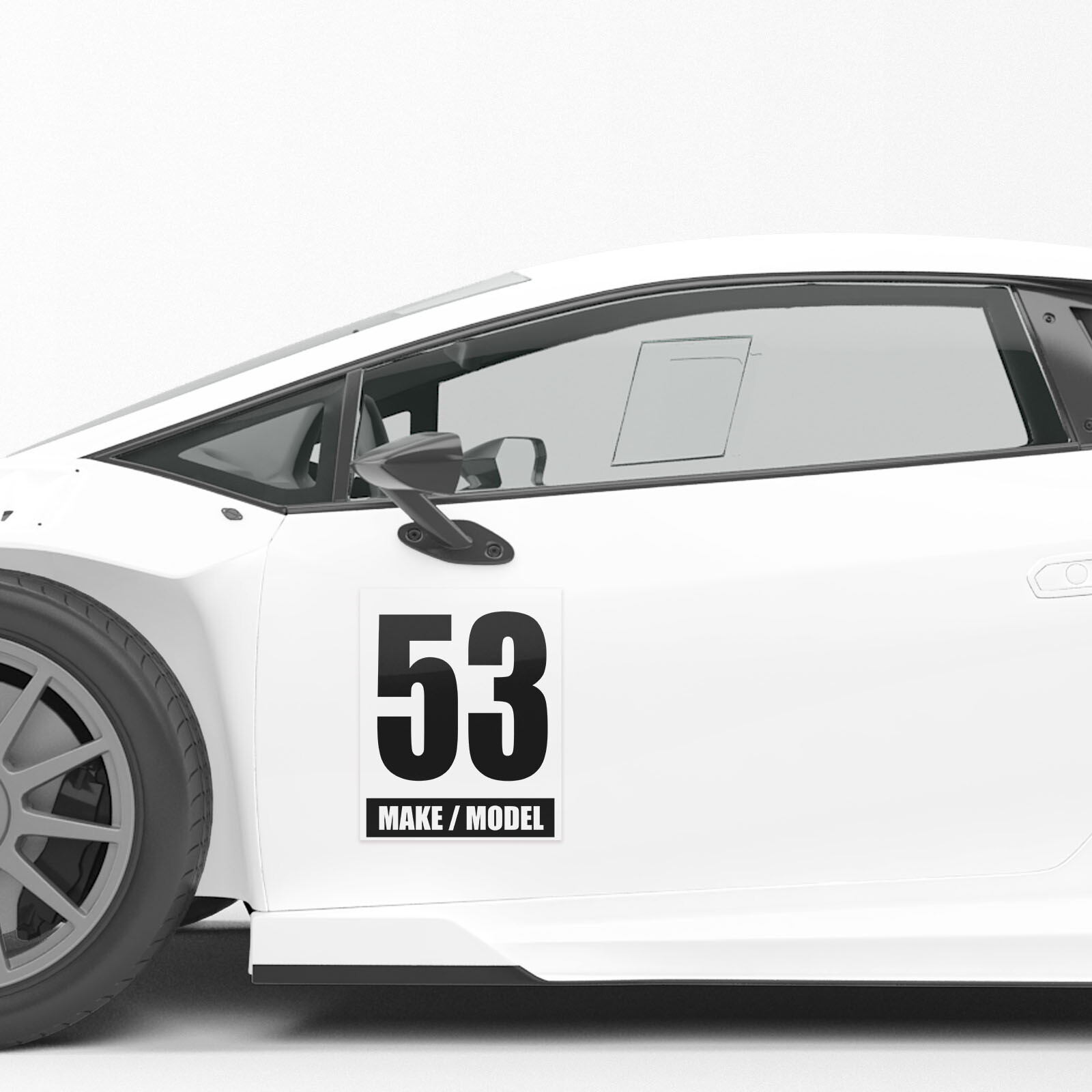 White Number Letter Model Sticker Glossy Matte Magnet Custom x2 Autocross Track