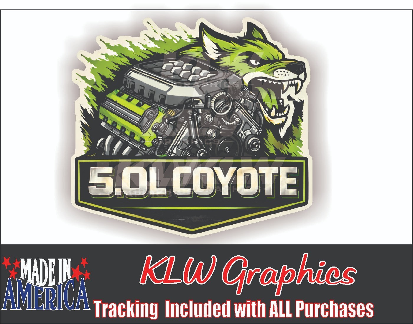 COYOTE Windshield Vinyl Decal Sticker Mustang 5.0 2014 -2026 V8 Graber Race Car