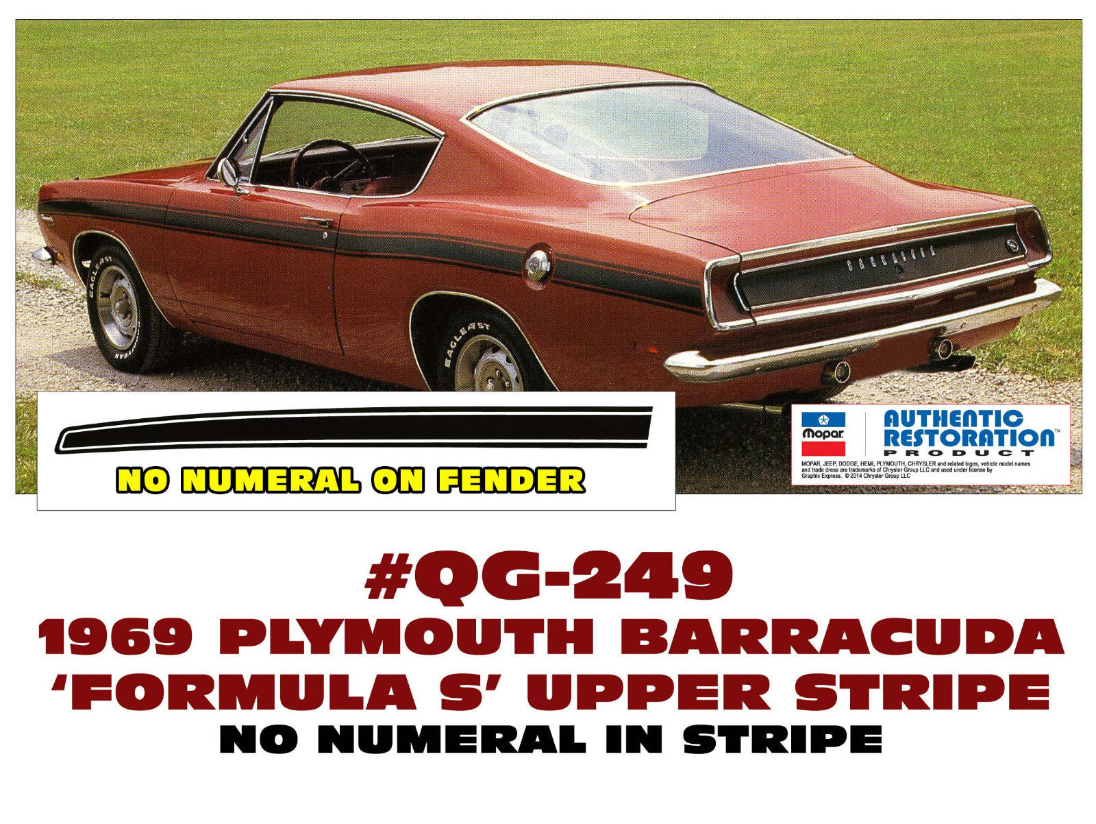 GE-QG-249 1969 PLYMOUTH BARRACUDA – FORMULA S UPPER SIDE STRIPE – NO NUMERAL