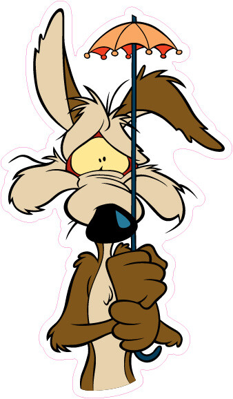 Wile E. Coyote Small Umbrella Vinyl Bumper Sticker Window Decal Multiple Sizes