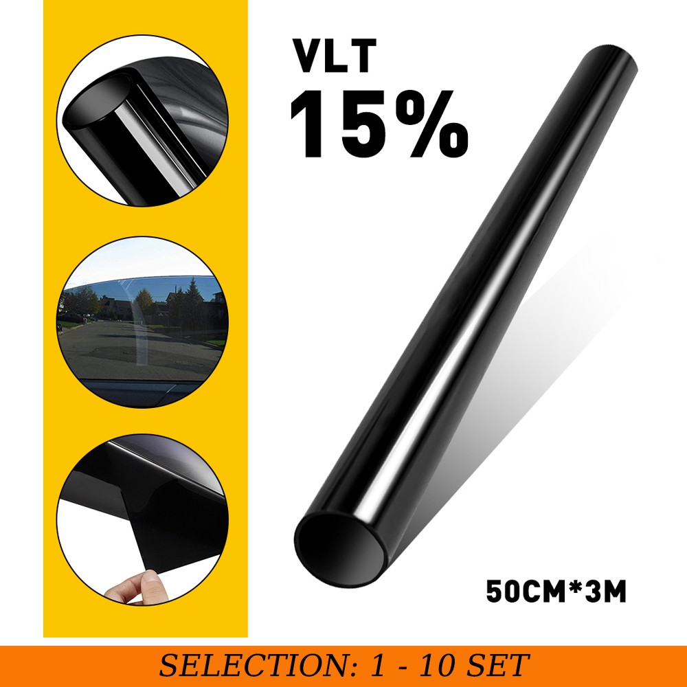 20″x10ft Window Tint Roll for Home Office Truck Auto 15% Super Dark Black 1-10X