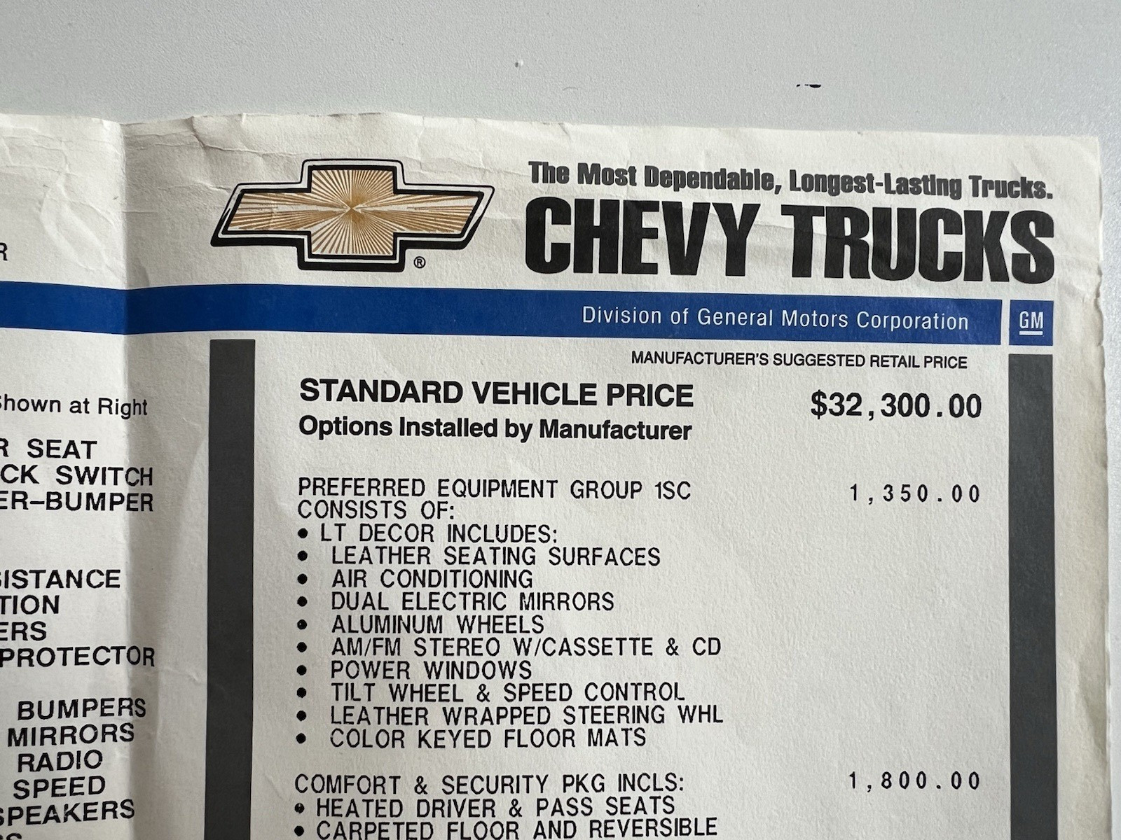 1999 CHEVROLET TAHOE 4X4 5.7 BLACK, TAN LEATHER INTERIOR, DEALER WINDOW STICKER