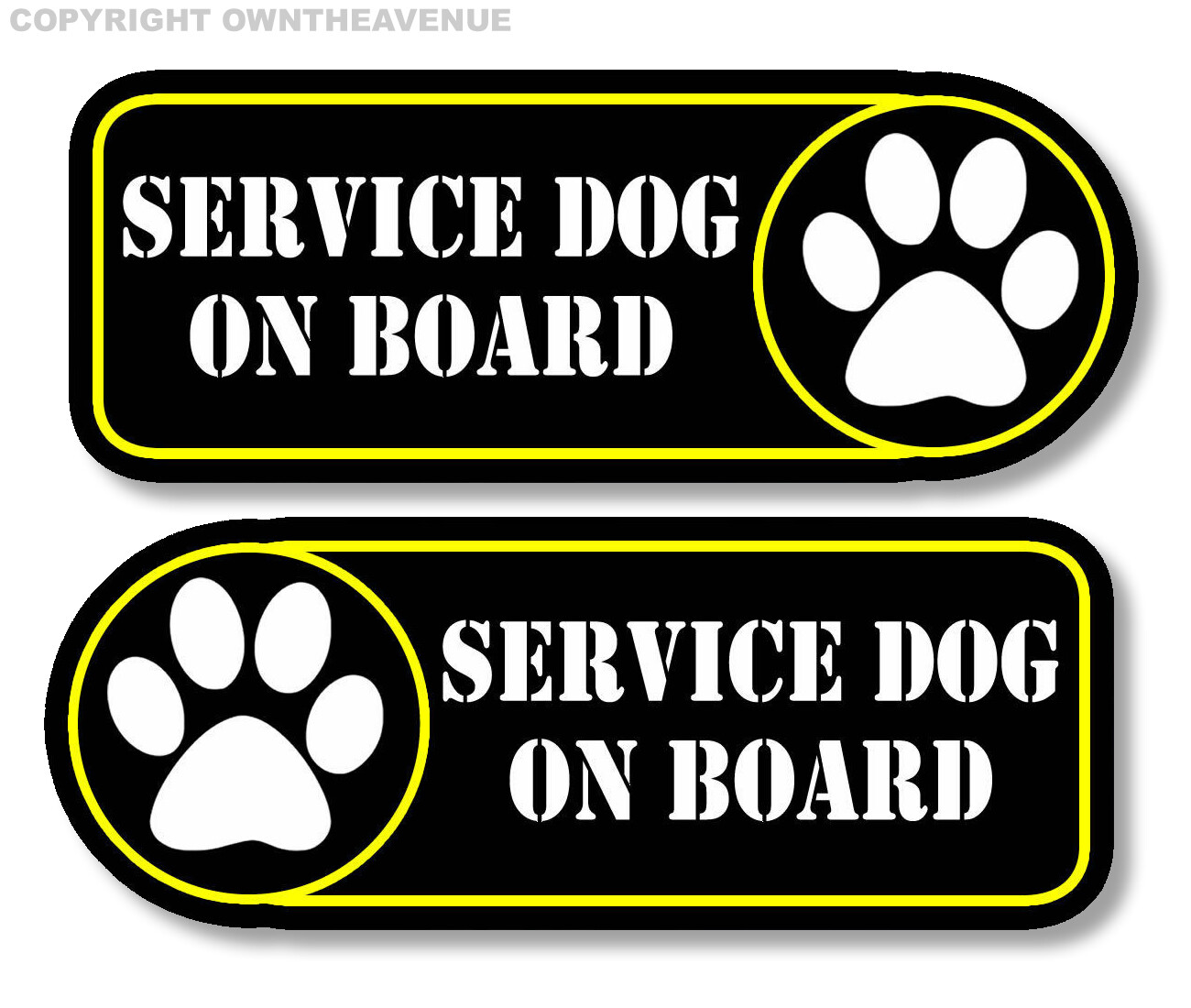 Service Dog On Board Sticker Decal – 4″ Left + Right Facing Fender