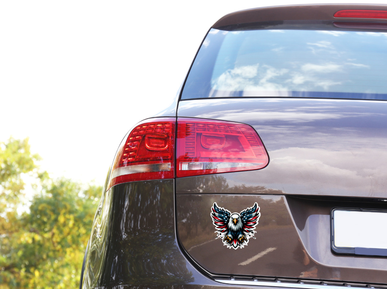 American Flag Eagle Wings Decal Sticker Patriotic USA Bald Eagle Car Truck