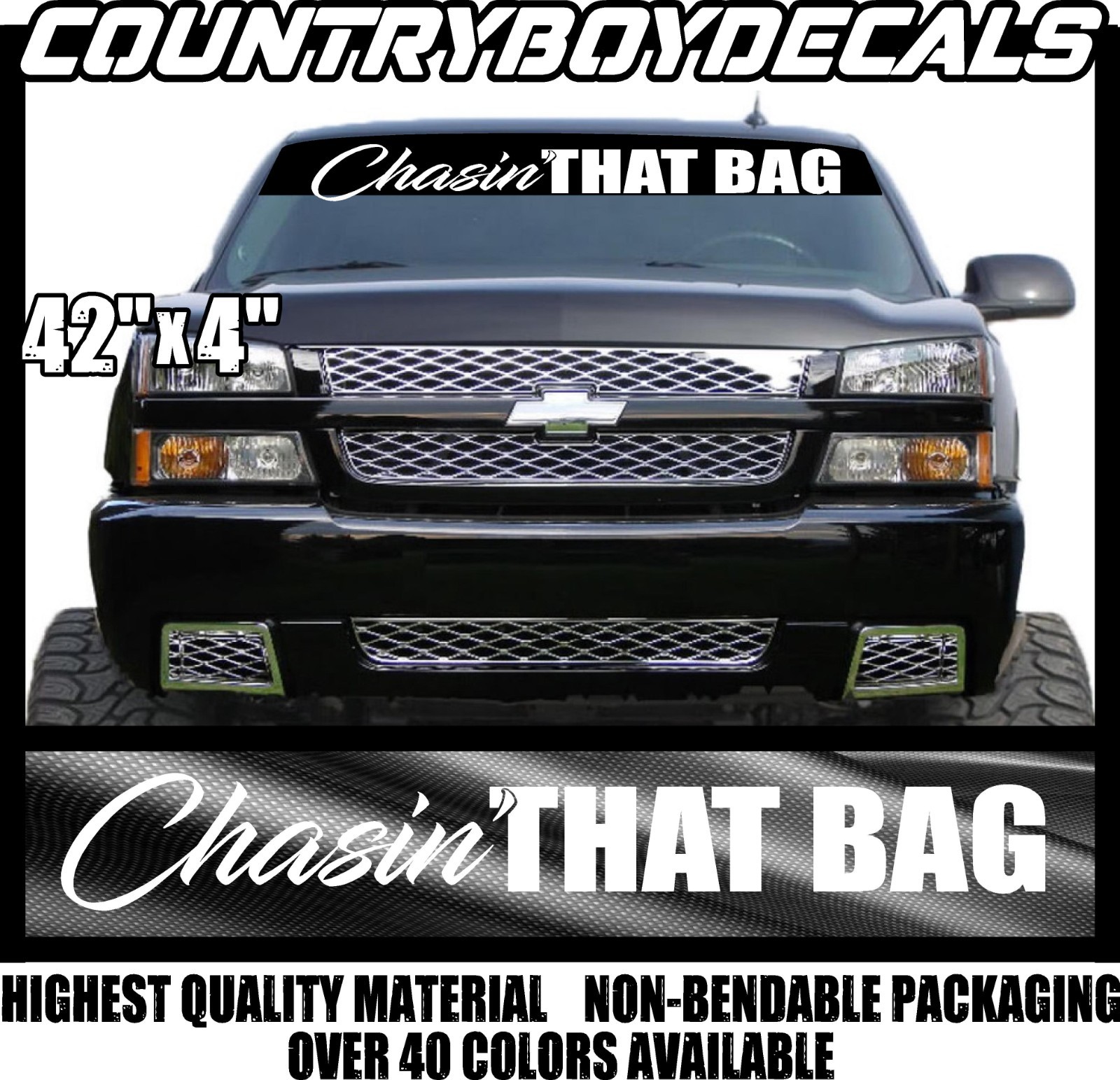 Chasin’ That Bag Vinyl Decal 42″ Windshield Paper Money Truck Car Turbo Boost GT