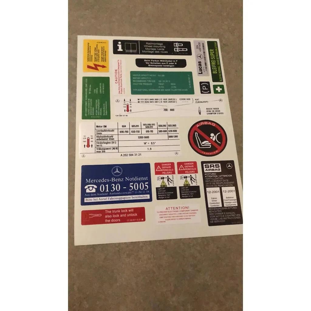 Decal Set Stickers For Mercedes-Benz W202 C Class All Models Best Quality