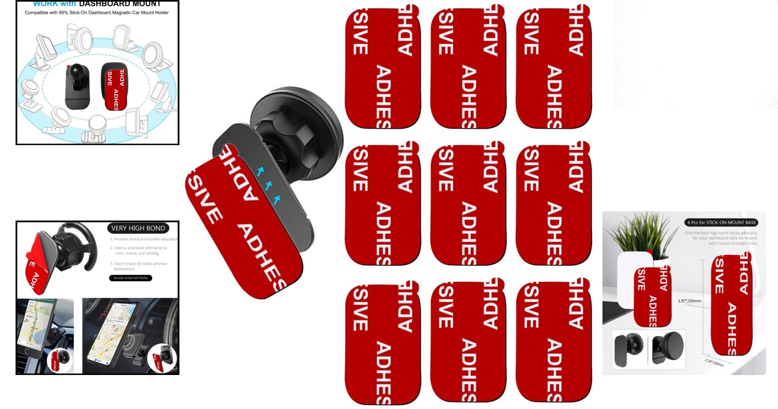 9 PCS Very High Bond Double-Sided Car Adhesive for Secure Dashboard Mounts