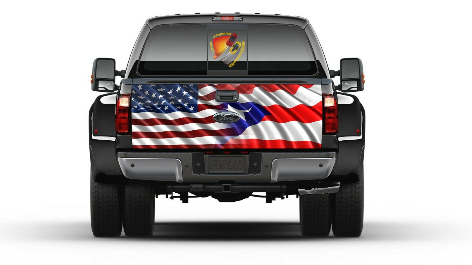 American & Puerto Rico Flag Tailgate Wrap Vinyl Graphic Decal Sticker Trucks