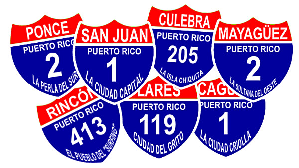 WE HAVE ALL TOWNS & CITIES, 3 Sizes, Highway Signs of Puerto Rico, Stickers