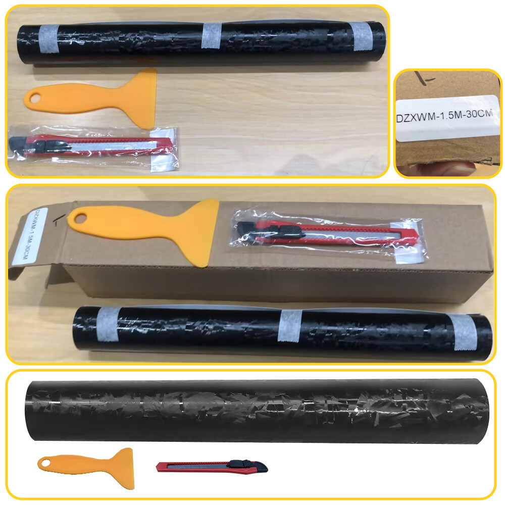 Black Forged Carbon Fiber Wrap Vinyl Roll Car Interior Wrap Stickers 59INx11.8IN