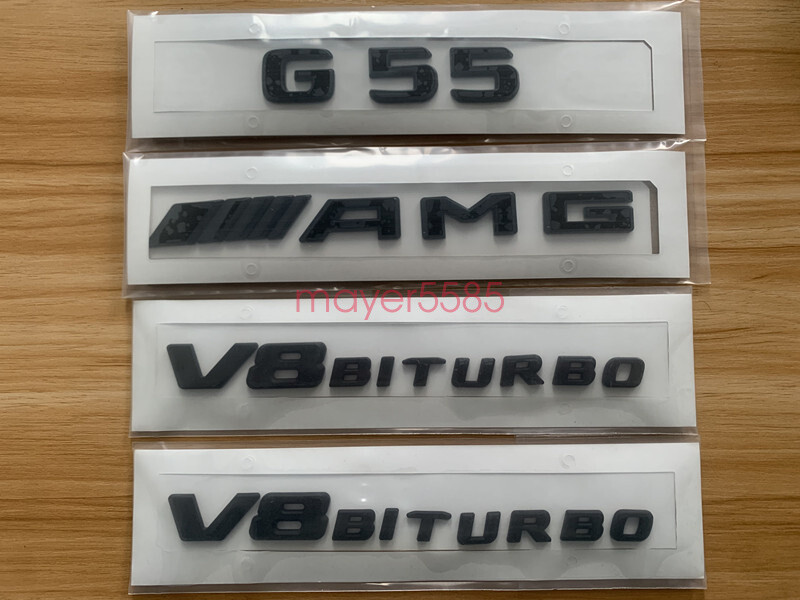 Matte Black For Mercedes Benz G55 AMG V8 BITURBO Emblem Badge Sticker Set