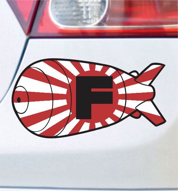 6″ F Bomb Rising Sun Vinyl Decal Bumper Sticker Nuke Atomic JDM Car Window Decal