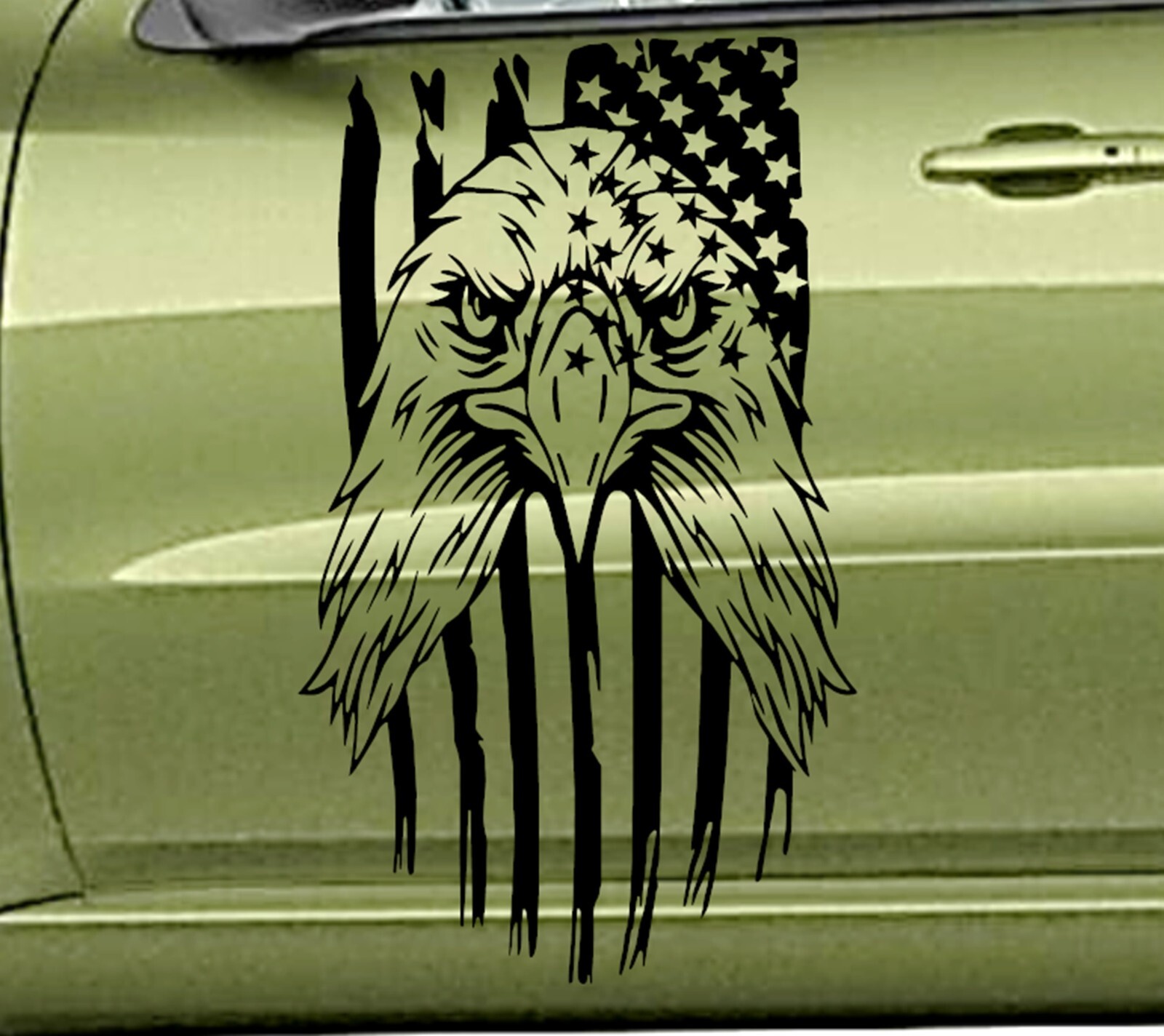 NEW Eagle Flag USA Hood Door Vinyl Decal Racing Stripes (Fits DURANGO)