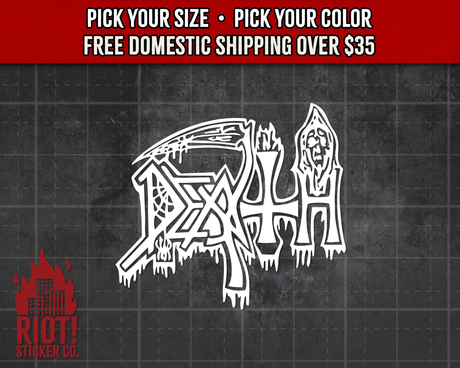 Death Decal Old Logo for Car Sticker for Laptop Yeti Window Death Metal