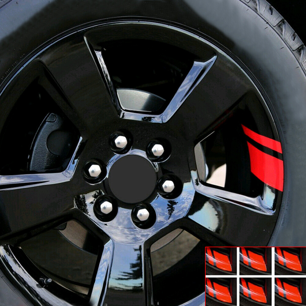 Red Reflective Car Wheel Rim Stripe Vinyl Decal Stickers Set Accessories For 18″