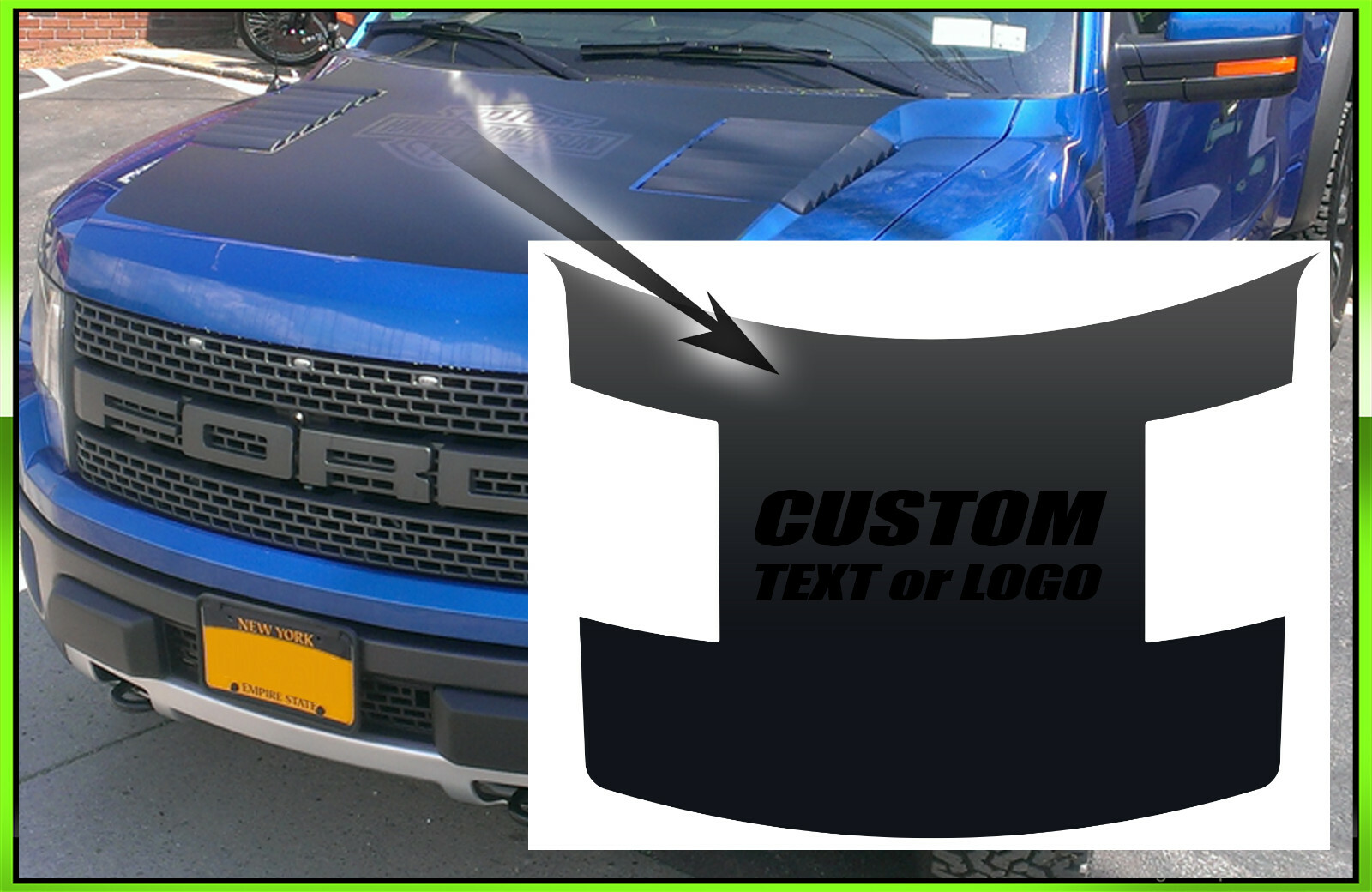Hood blackout graphics decal Custom 2 -FITS 2004 – 2014 Ford Raptor