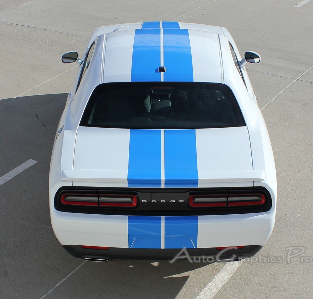 Rally Racing Stripes Hood Vinyl Graphics Decals for 2015-2023 Dodge Challenger