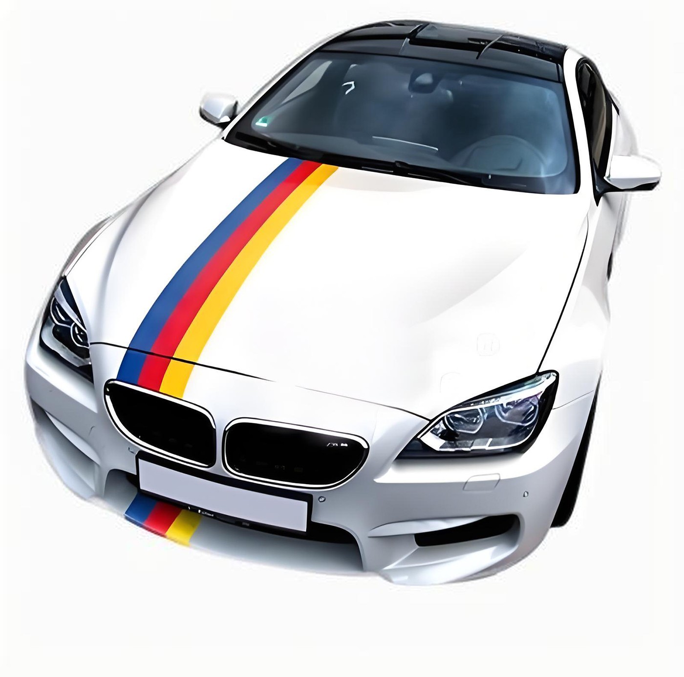 Tricolor Racing Stripe Car Hood Sticker For BMW Germany Flag Bonnet Vinyl Decal