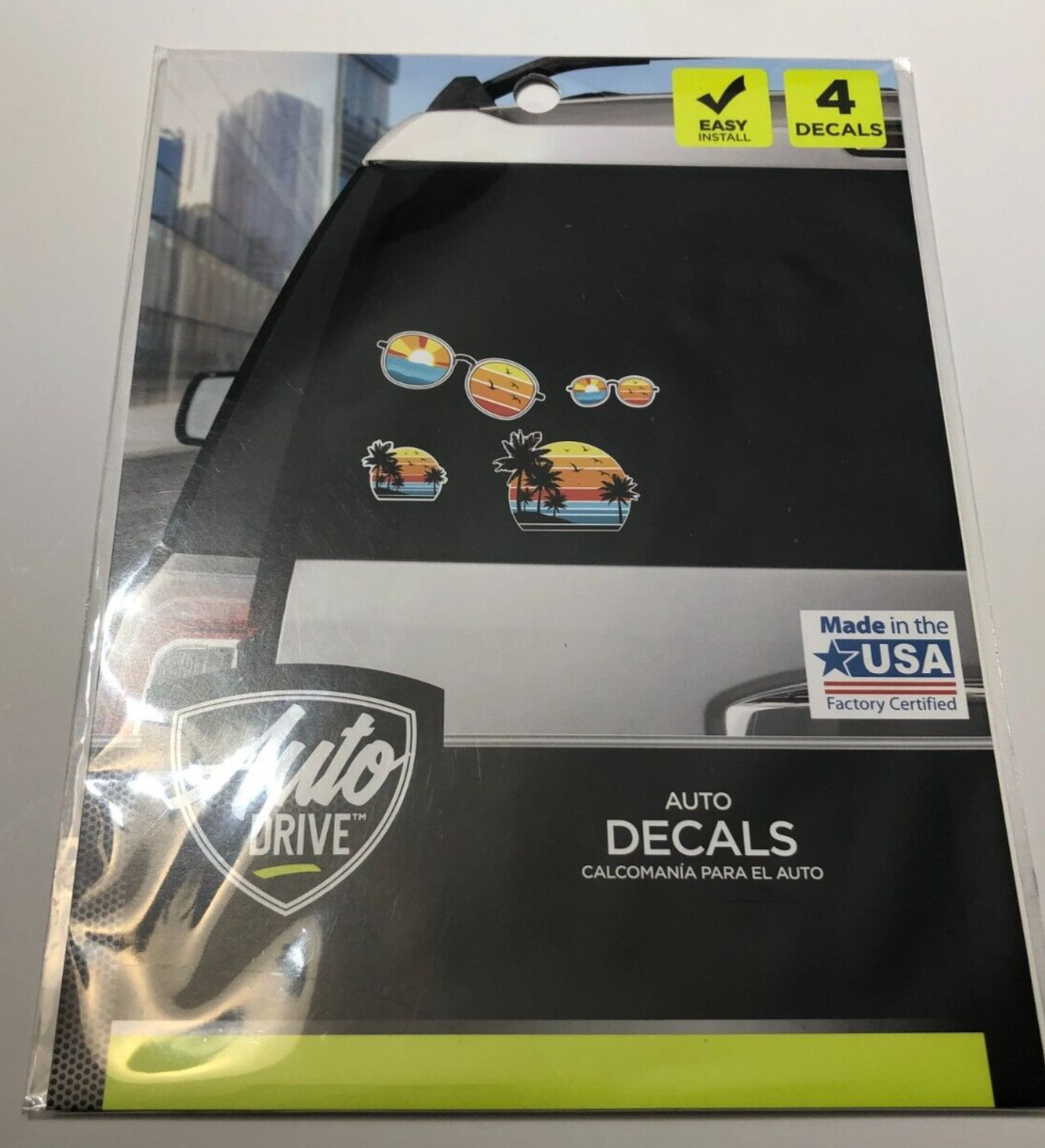 NEW Auto Drive Beach + Palm Trees / Sunglasses 4 Decals Easy Install 3″ to 5.5″