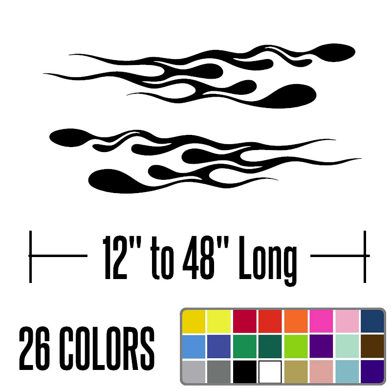 x2 Tribal Flame Vinyl Decals Truck, Motorcycle Tank, Car – 12″ to 48″ – F8