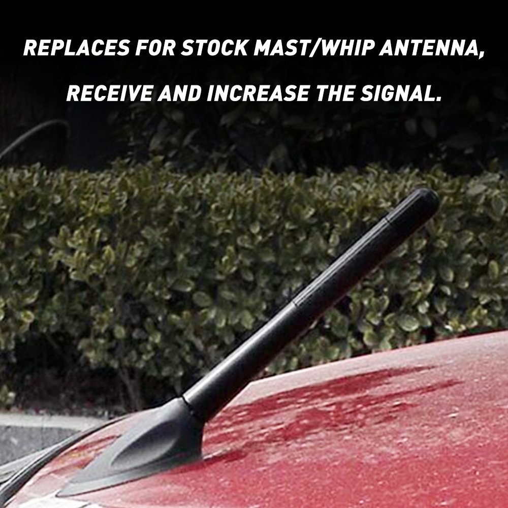 1/2Set 4.7″ CARBON FIBER CAR AM/FM RADIO SHORT ANTENNA STUBBY SCREW ALUMINUM BLA