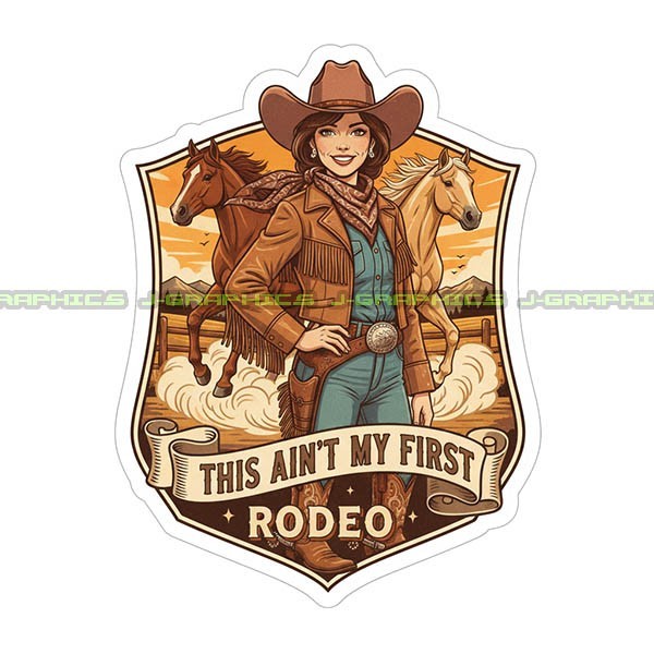 Cowgirl Vinyl Decal Sticker Rodeo Country Horse A