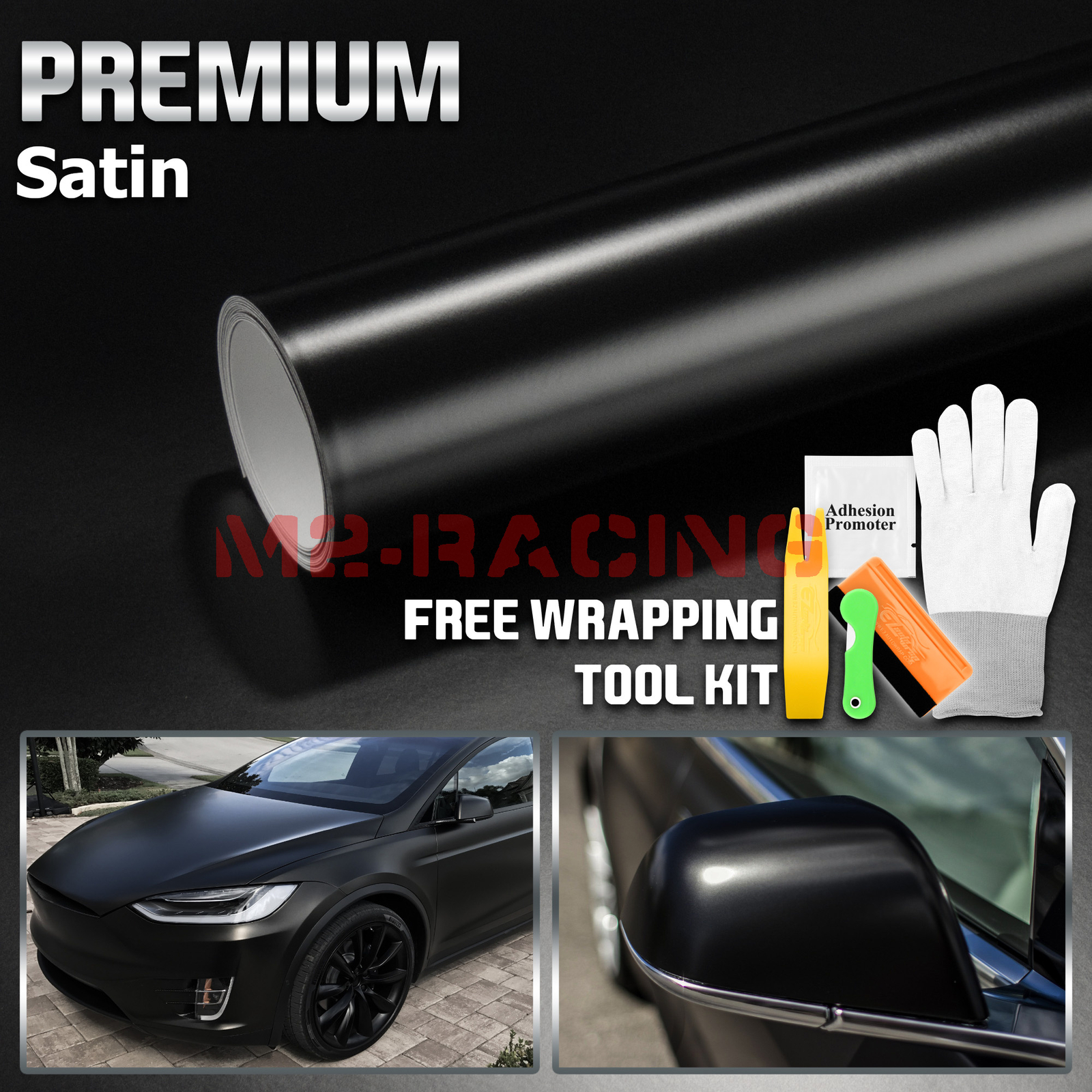 Premium Satin Black Matte Flat Vinyl Wrap Sticker Film DIY Decal Bubble Free