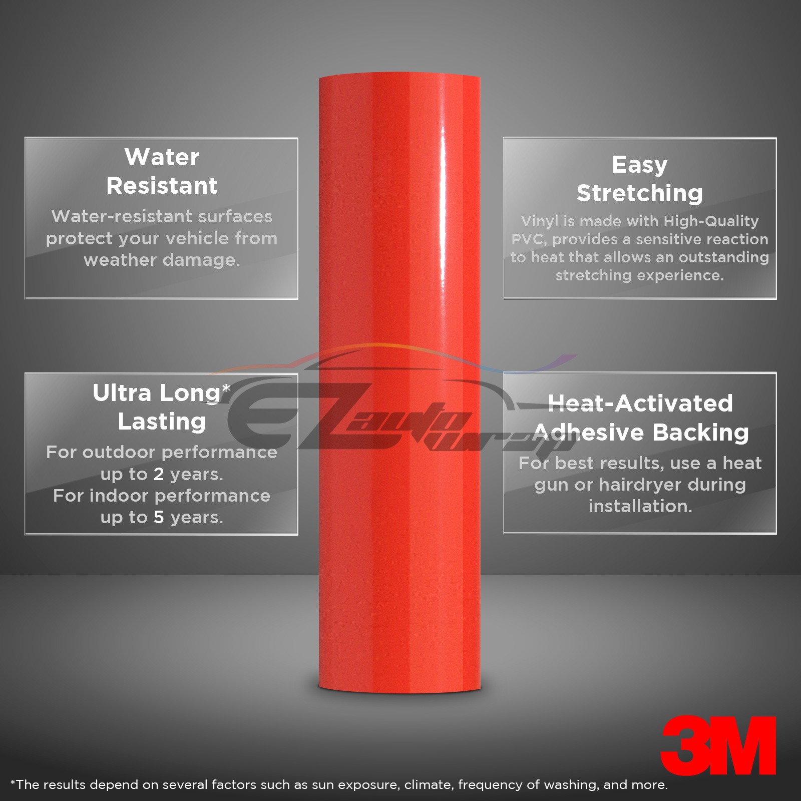 Genuine 3M 2080 G13 Gloss Hot Rod Red Vinyl Wrap Vehicle Film Decal Sheet Roll