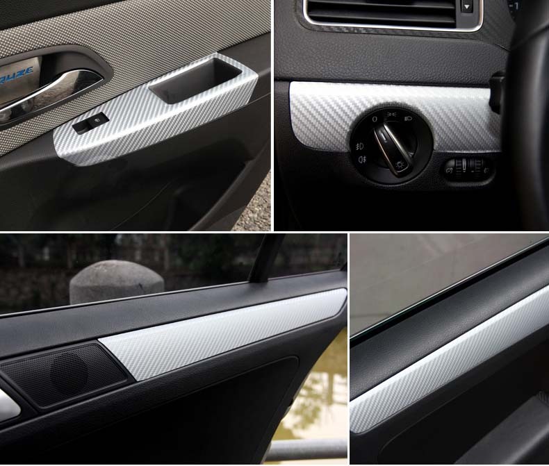 Premium 4D Gloss SILVER Carbon Fiber Vinyl Film Wrap Bubble Free Air Release